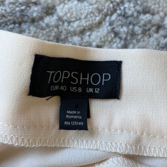 Topshop Bardot Structured Off Shoulder Shirt Blush Cream Size 8 - Picture 13 of 15